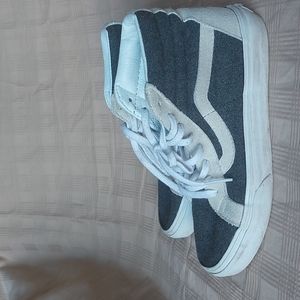 VANS hightops, grey felt, white suede, M5, W6.5
